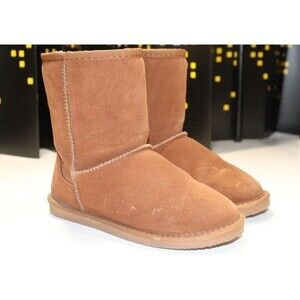 Lamo Kids Classic Boot Brown Suede Faux Fur Lining Pull On Comfort Size 5Y